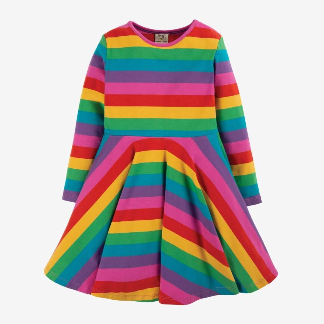 Frugi, Sofia Skater Dress Foxglove Rainbow, 18-24 Months DRA018FRB/27